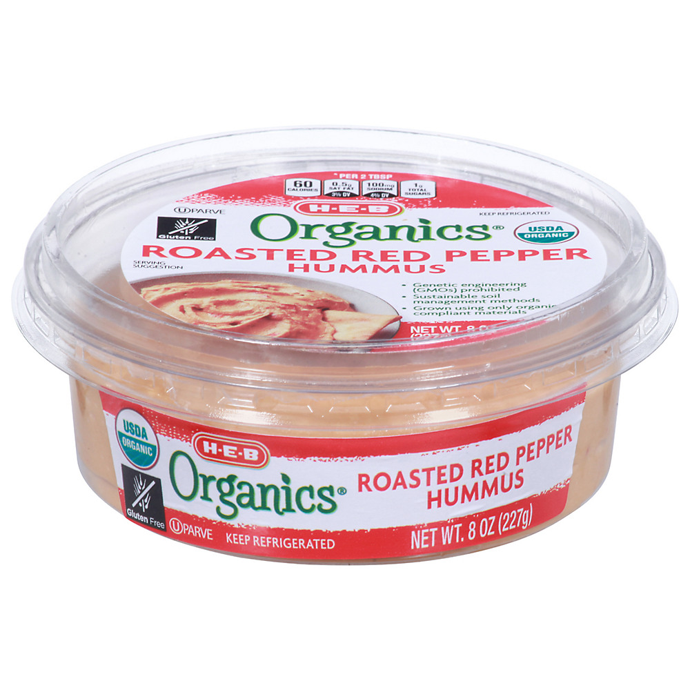 Calories in H-E-B Organics Roasted Red Pepper Hummus, 8 oz