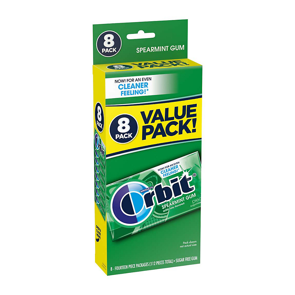 Calories in Orbit Spearmint Sugar Free Chewing Gum, Bulk Gum Value Pack, 112 ct, 8 pk