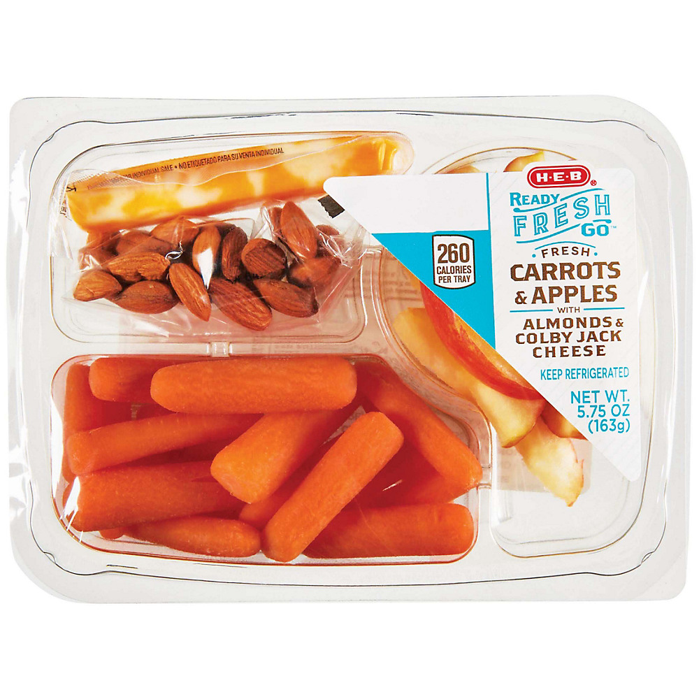 Calories in H-E-B Ready Fresh Go! Carrots & Apples Snack Tray, 5.75 oz