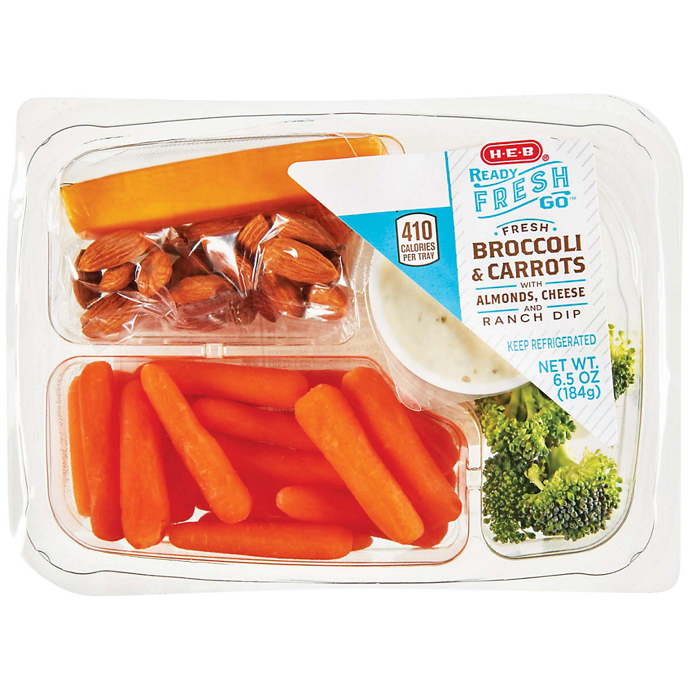 Calories in H-E-B Ready Fresh Go! Broccoli & Carrots Snack Tray, 6.5 oz