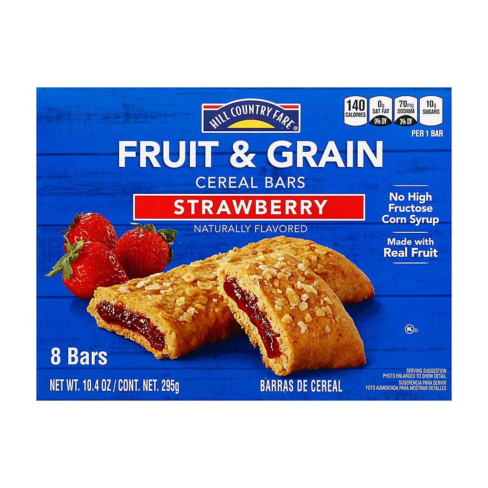 Calories in Hill Country Fare Strawberry Fruit & Grain Cereal Bars, 8 pk