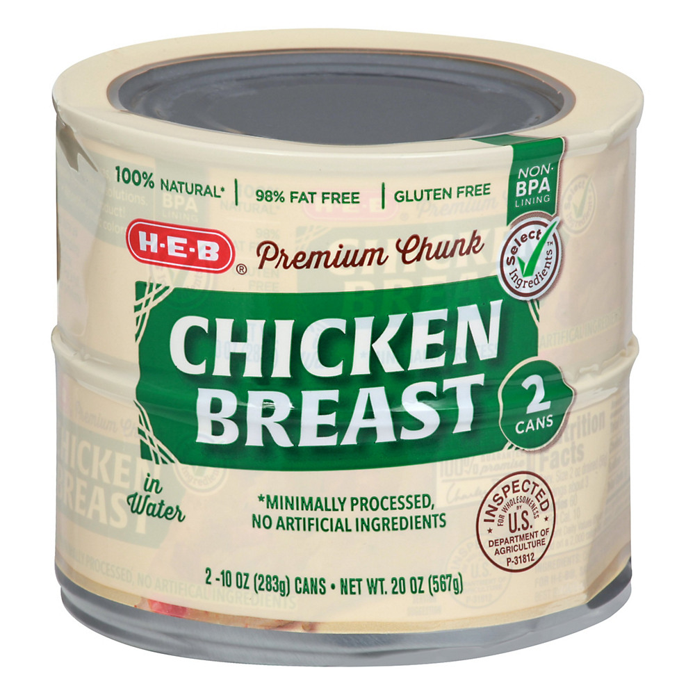 Calories in H-E-B Select Ingredients Premium Chunk Chicken Breast in Water, 2 ct