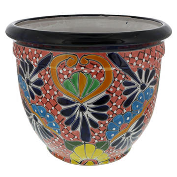 Blue Orange Pottery Bala Talavera Clay Planter