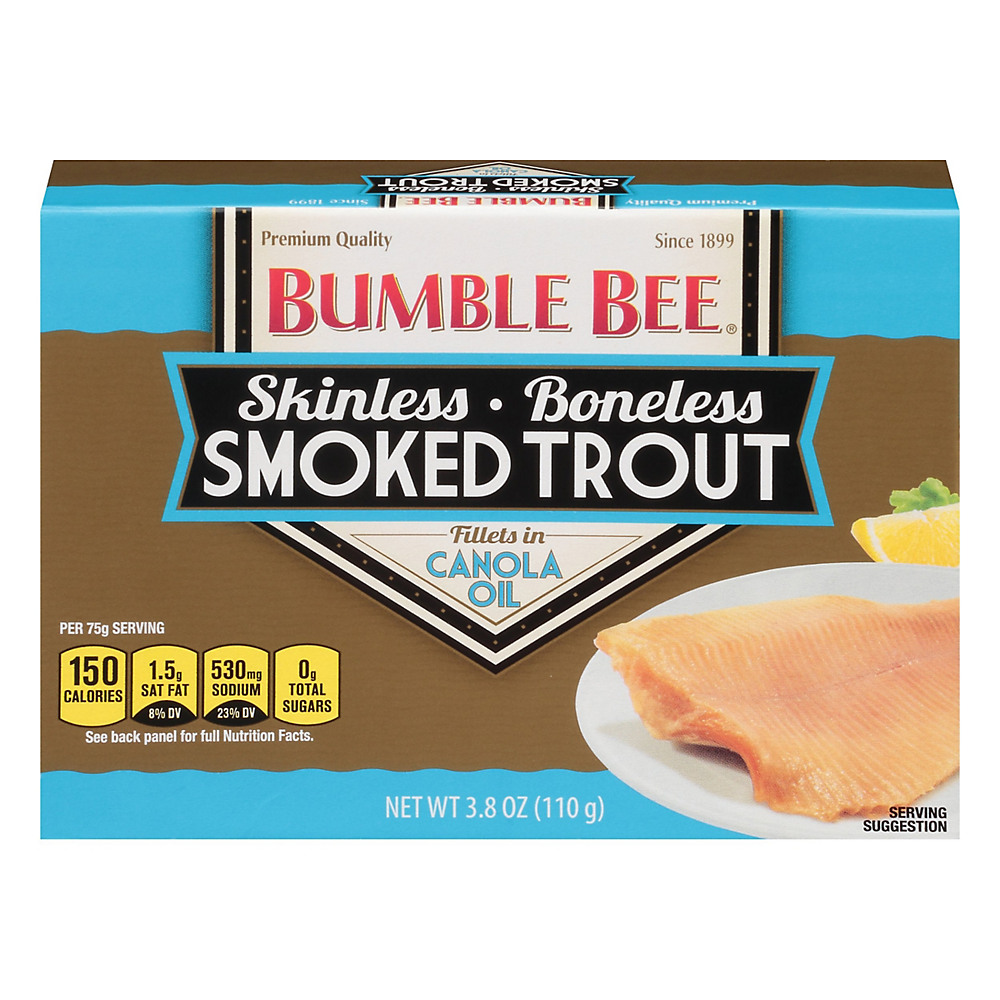Calories in Bumble Bee Skinless Boneless Smoked Trout Fillets in Canola Oil, 3.8 oz