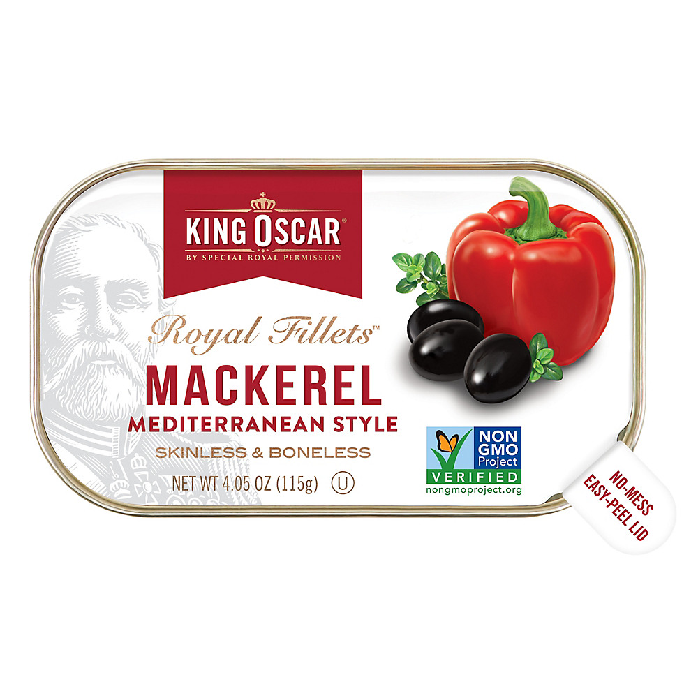 Calories in King Oscar Skinless Boneless Mackerel Mediterranean Style, 4.05 oz