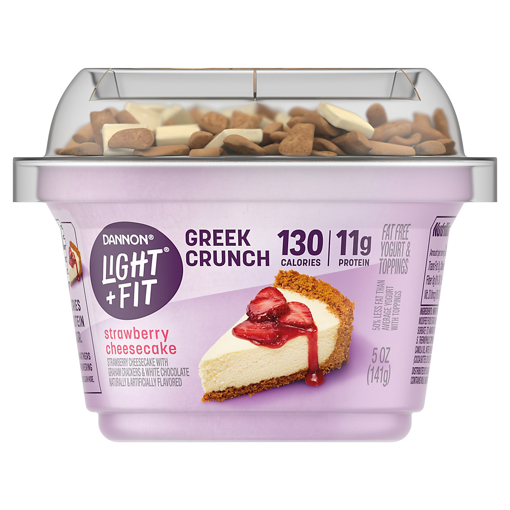 Calories in Light + Fit Nonfat Strawberry Cheesecake Crunch Greek Yogurt, 5 oz