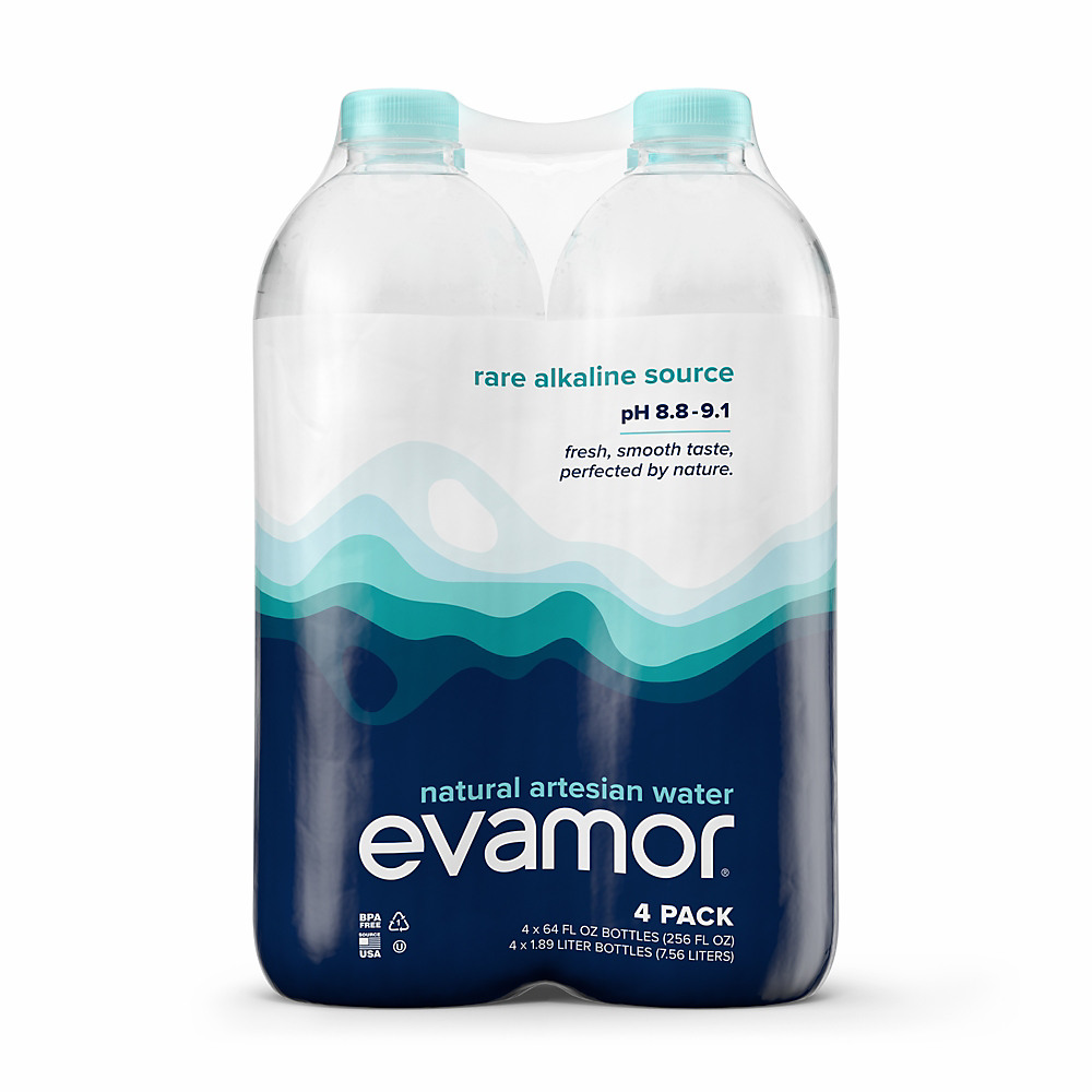 Calories in Evamor Natural Artesian Alkaline Water 64 oz Bottles, 4 pk