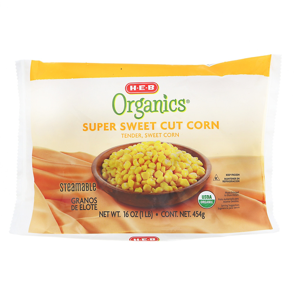 Calories in H-E-B Organics Steamable Super Sweet Cut Corn, 16 oz