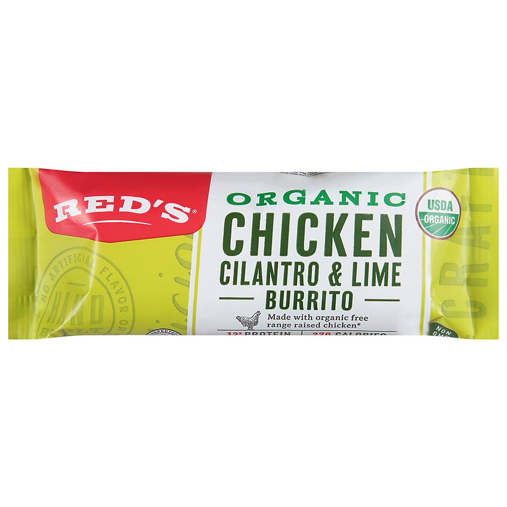 Calories in Red's Natural Foods Organic Chicken Cilantro Lime Burrito, 4.5 oz