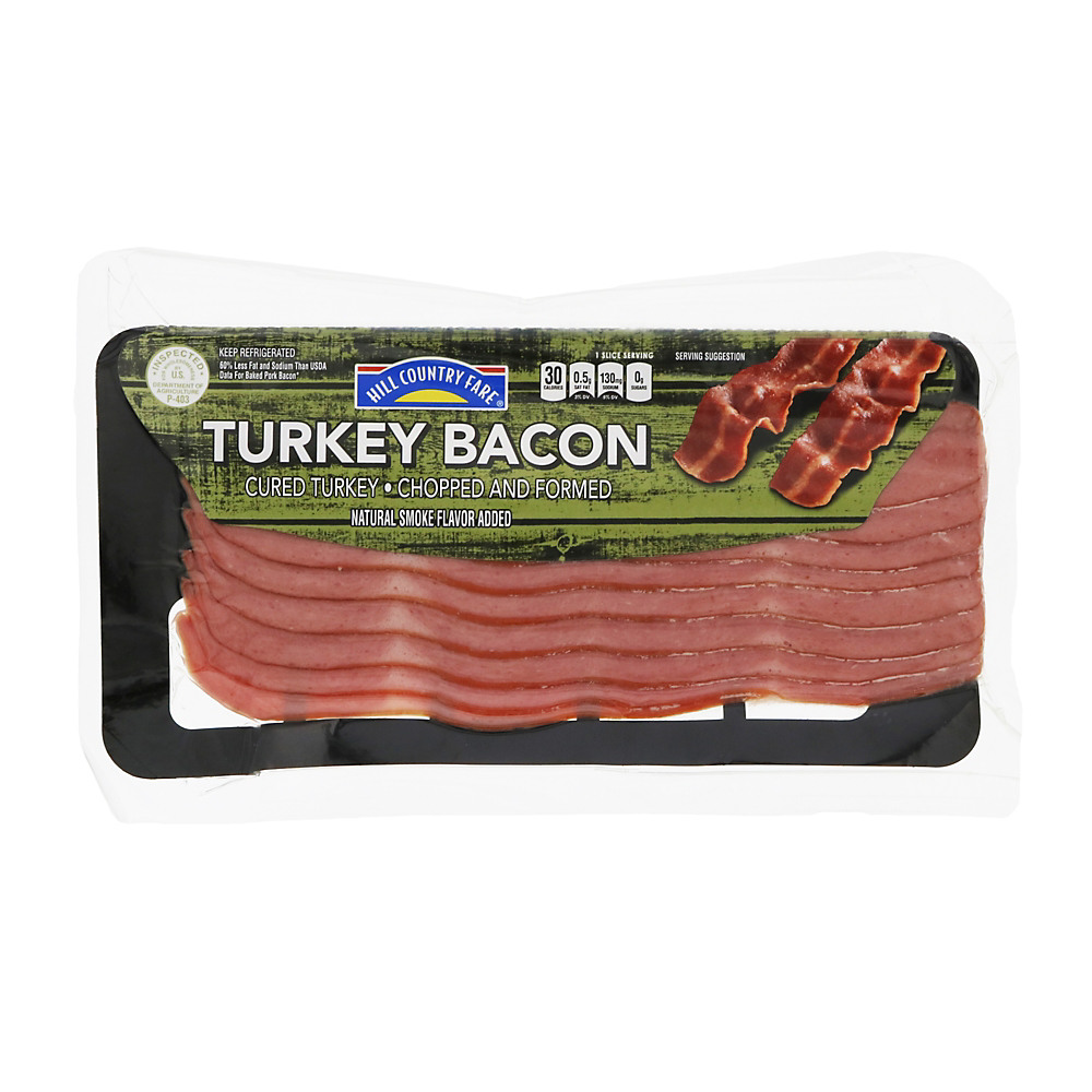 Calories in Hill Country Fare Turkey Bacon, 12 oz