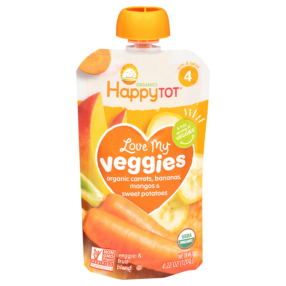 Calories in Happy Tot Organics Love Veggies Carrot Banana Mango Sweet Potato, 4.22 oz