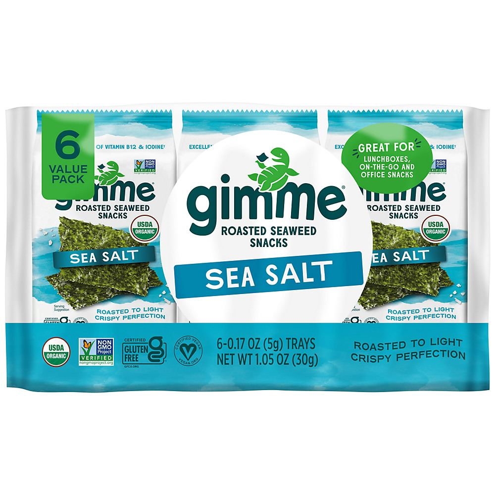 Calories in Gimme Seaweed Snacks Organic Roasted Sea Salt, 6 pk