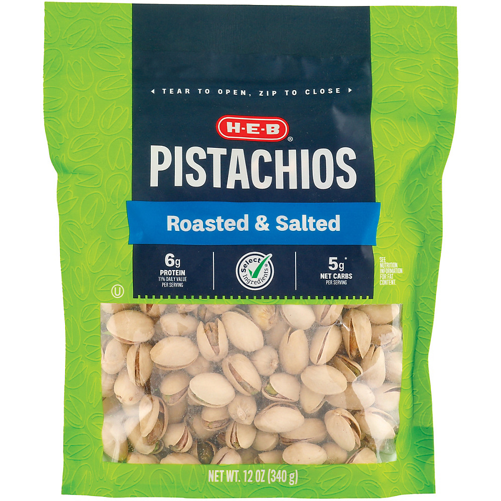 Calories in H-E-B Select Ingredients Dry Roasted Pistachios with Sea Salt, 12 oz