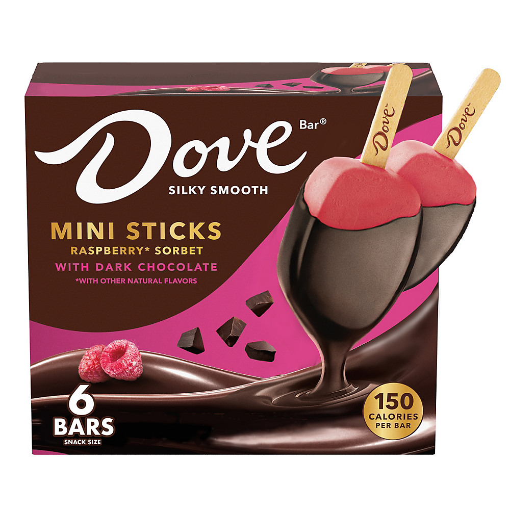 Calories in Dove Raspberry Sorbet with Dark Chocolate Bars, 6 ct