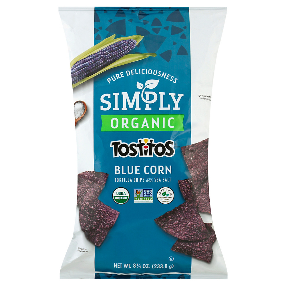 Calories in Tostitos Simply Organic Blue Corn Chips, 8.25 oz