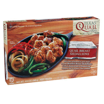 Texas Quail Farms Boneless Quail Breast Medallions, 12 oz