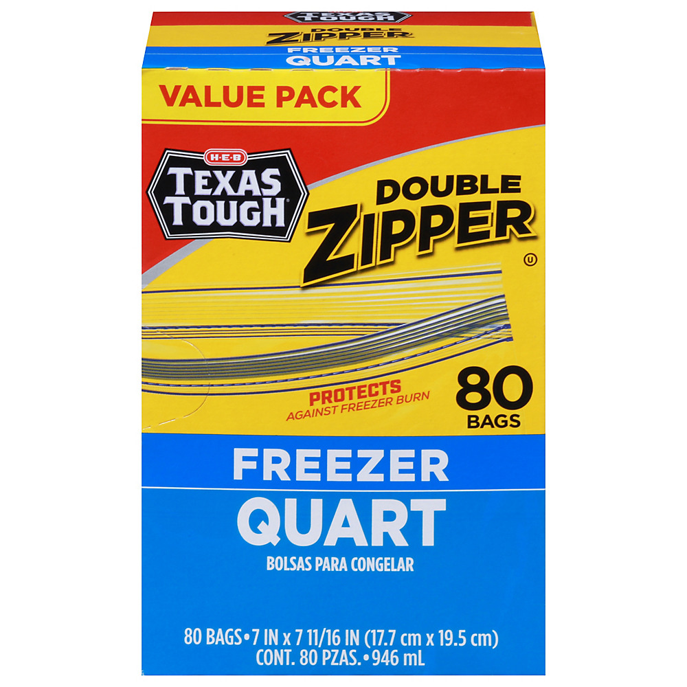 Great Value Freezer Bags, Double Zipper, Quart - 100 bags