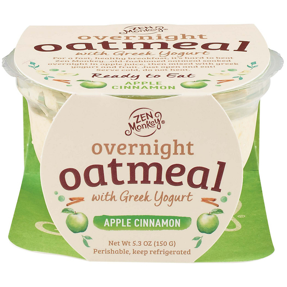 Calories in Zen Monkey Apple Cinnamon with Greek Yogurt Overnight Oatmeal, 5.3 oz