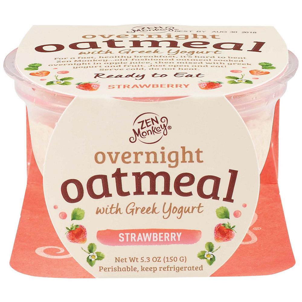 Calories in Zen Monkey Strawberry with Greek Yogurt Overnight Oatmeal, 5.3 oz