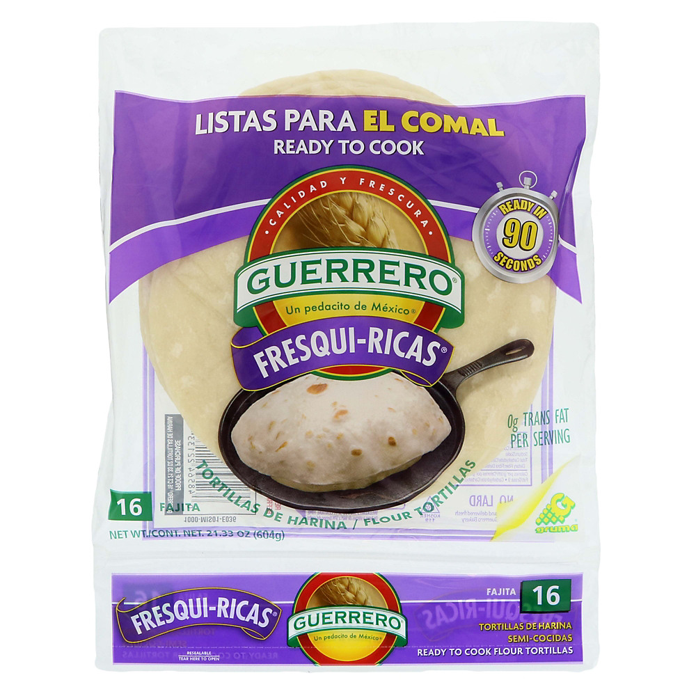 Calories in Guerrero Fresqui-Ricas Pre-Cooked Fajita Flour Tortillas, 16 ct