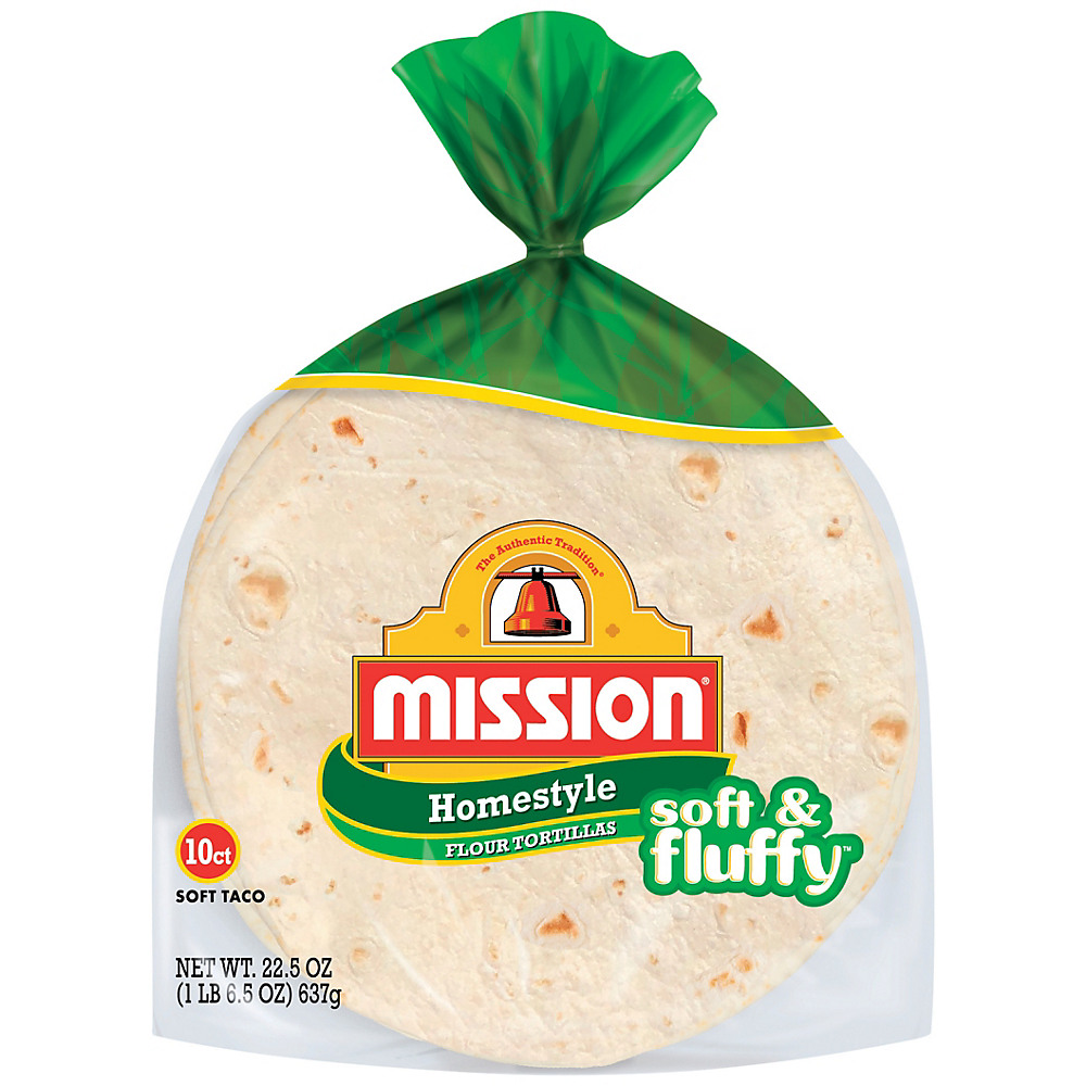 Calories in Mission Homestyle Flour Tortillas, 10 ct