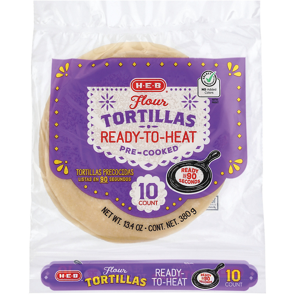 Calories in H-E-B Pre-Baked Ready to Heat Flour Tortillas, 10 ct