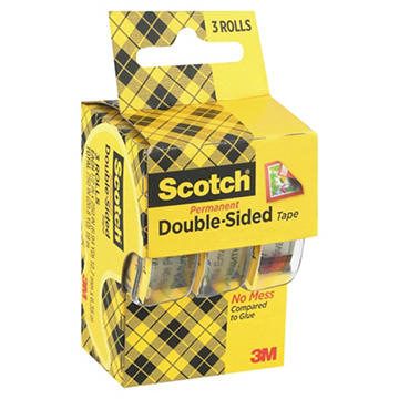 Scotch 3 Permanent Double-Sided Tape Dispenser Rolls, 750"
