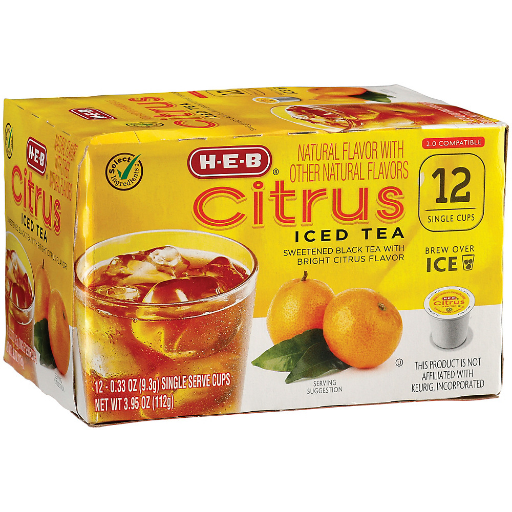 Calories in H-E-B Citrus Iced Tea Single Serve Cups, 12 ct