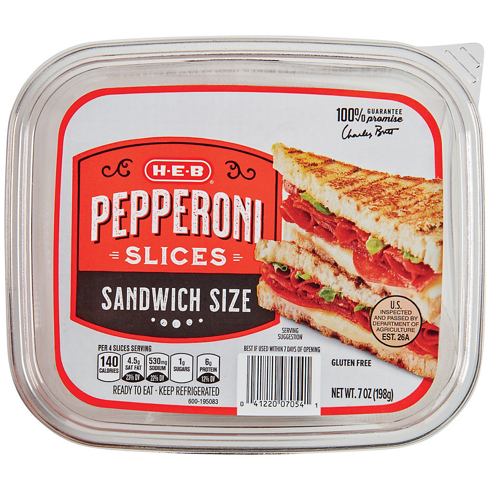 Calories in H-E-B Pepperoni Slices, 7 oz