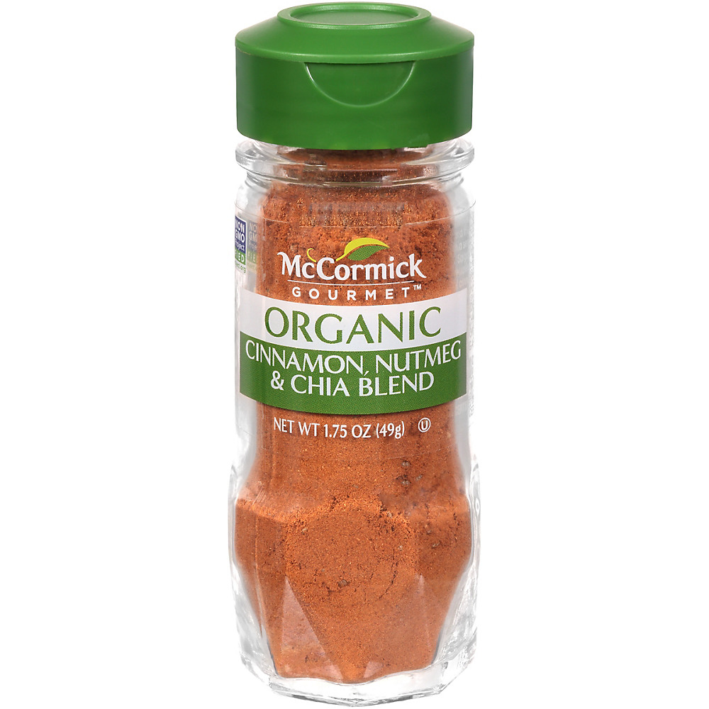 Calories in McCormick Gourmet Organic Cinnamon & Nutmeg with Chia Seasoning, 1.75 oz