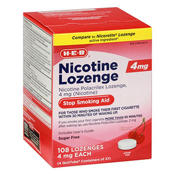 H-E-B Nicotine Lozenge Stop Smoking Aid - 4 mg, 108 ct