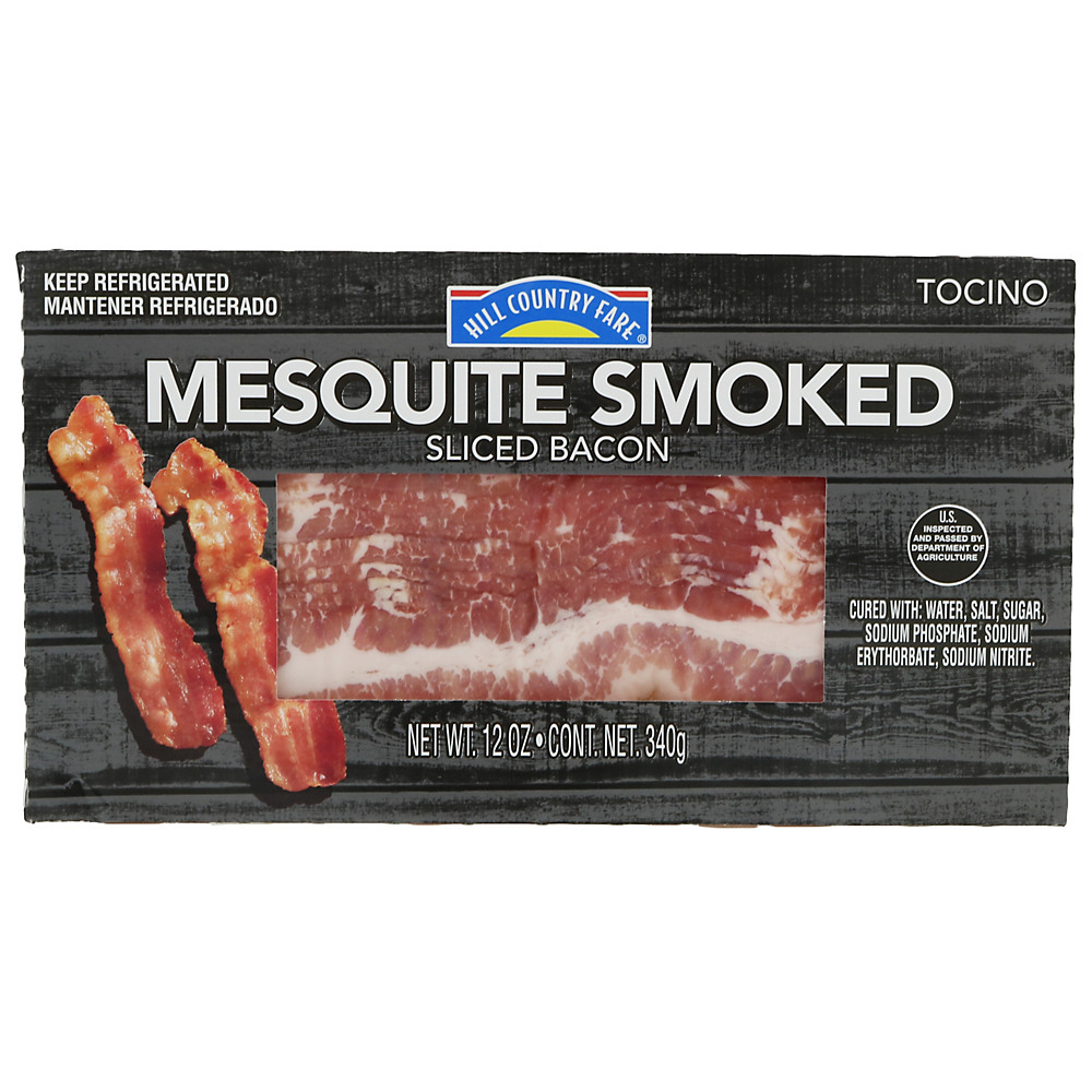 Calories in Hill Country Fare Mesquite Smoked Sliced Bacon, 12 oz