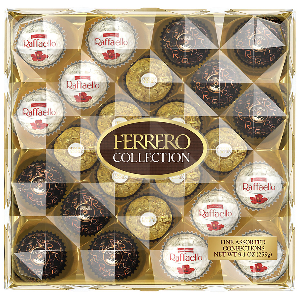 Calories in Ferrero Rocher Fine Hazelnut Chocolates Collection Diamond Gift Box, 9.1 oz, 24 ct