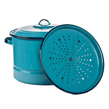 Cinsa Turquoise Steamer Pot with Lid & Trivet, 15 qt