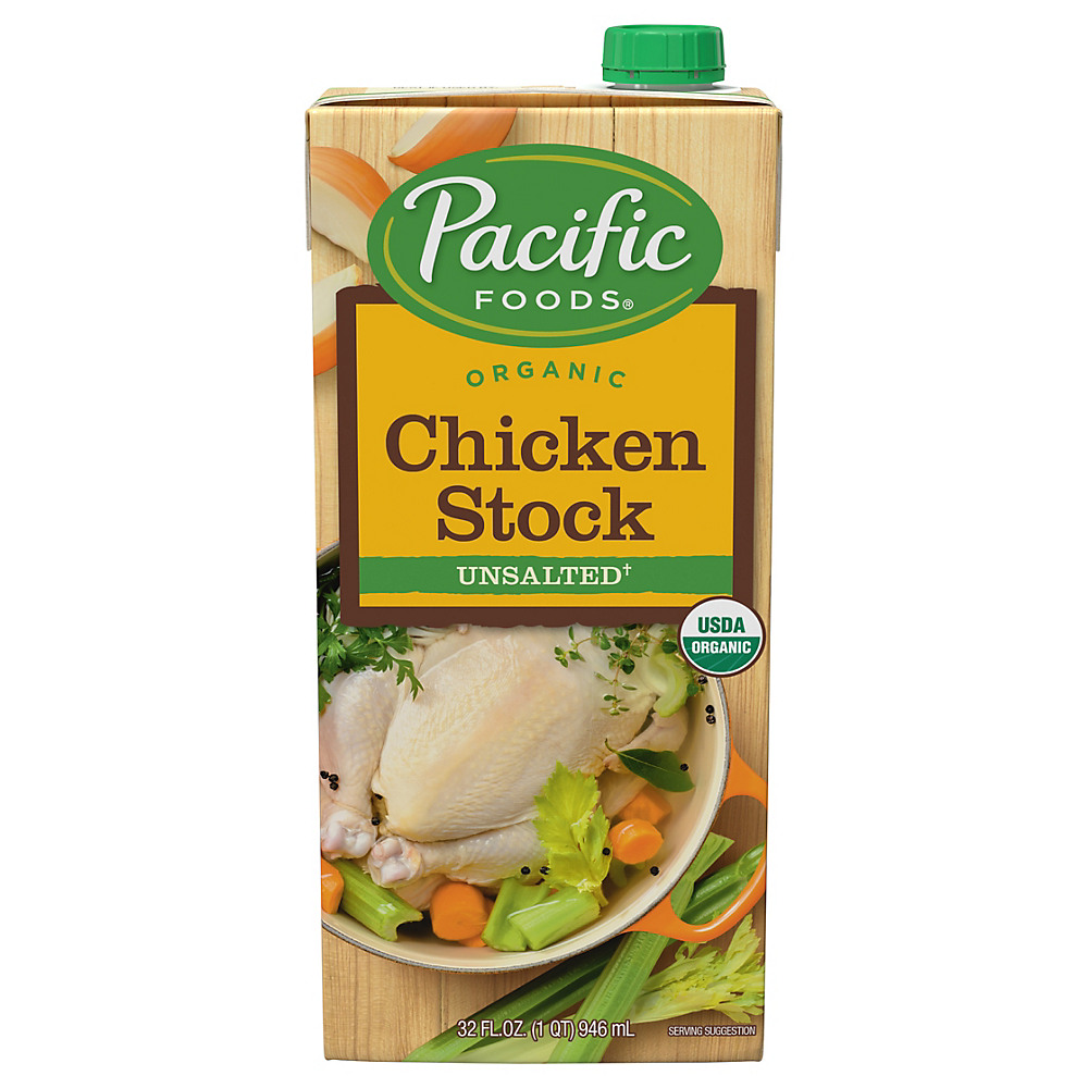Calories in Pacific Foods Organic Unsalted Chicken Stock , 32 oz