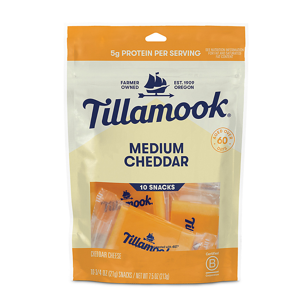 Calories in Tillamook Medium Cheddar Cheese Snacks, 10 ct