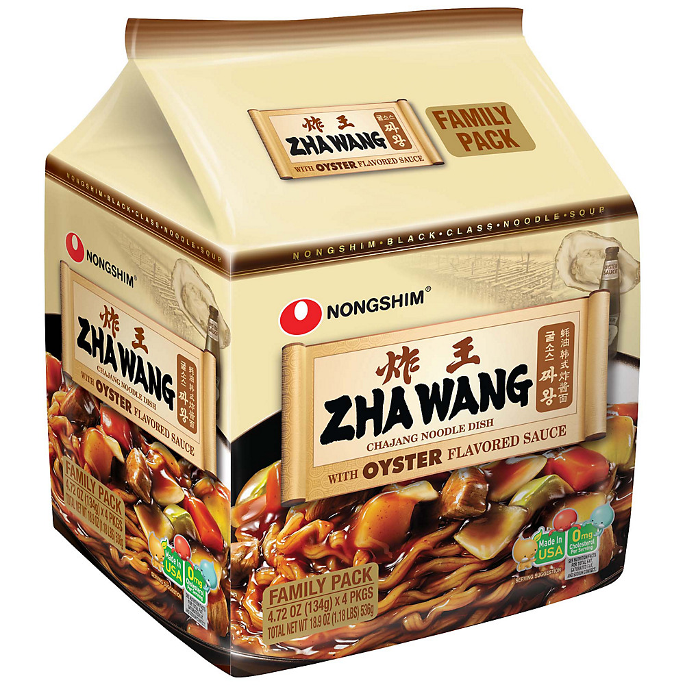 Calories in Nongshim Zha Wang Chajang Noodles with Oyster Sauce Family Pack, 18.9 oz