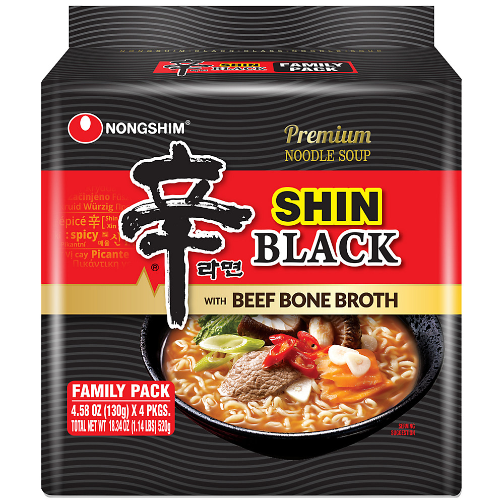 Calories in Nongshim Shin Black Noodle Soup Family Pack, 4 ct
