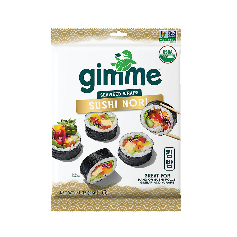 Calories in Gimme Organic Roasted Seaweed Sushi Nori Wrap, 0.81 oz