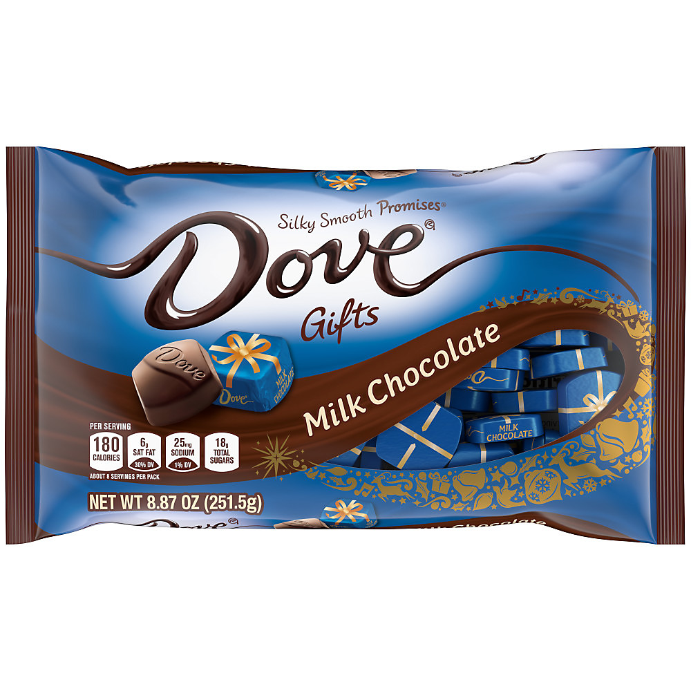 Calories in Dove Promises Holiday Gifts Milk Chocolate Candy Bag, 8.87 oz
