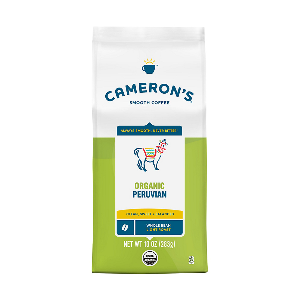 Calories in Cameron's Organic Peruvian Light Roast Whole Bean Coffee, 10 oz
