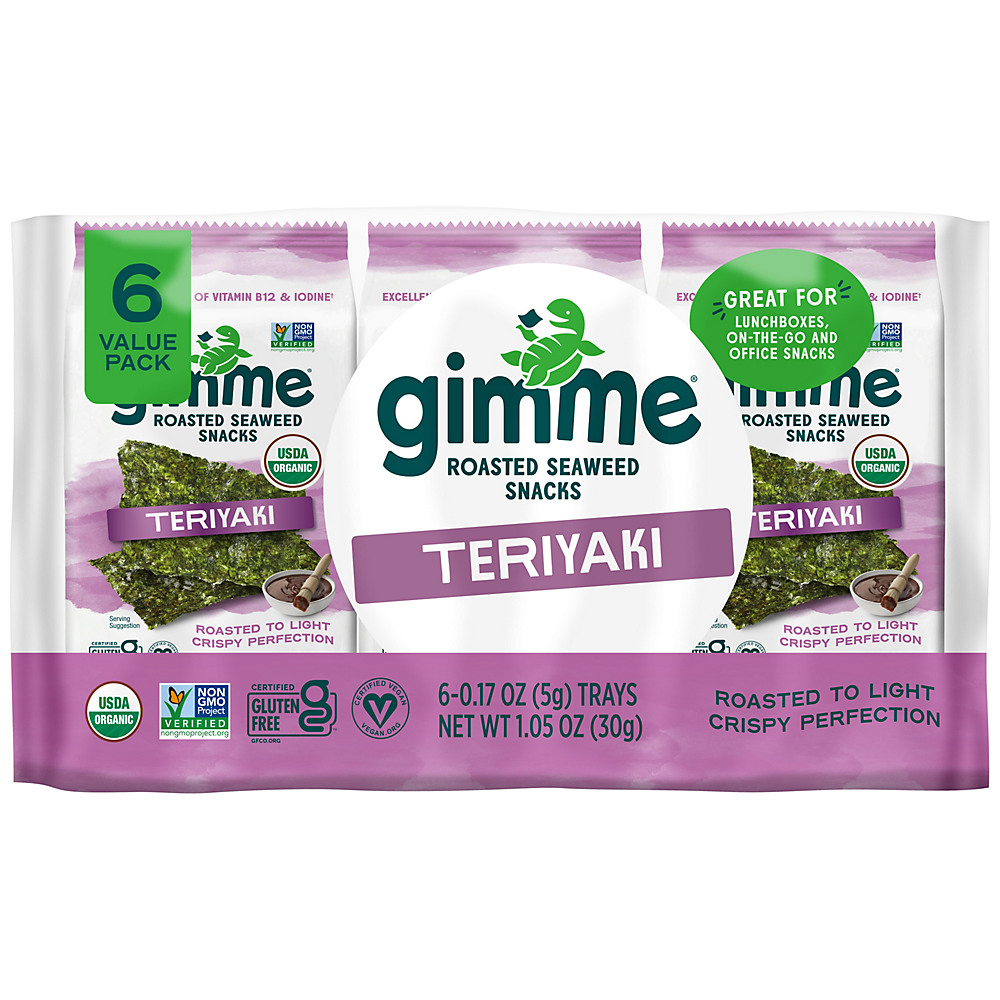 Calories in Gimme Organic Teriyaki Seaweed Snacks, 6 ct