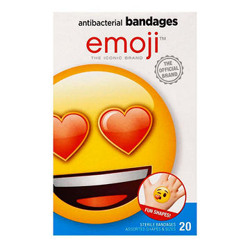 Emoji Antibacterial Fun Shaped Bandages - Assorted Sizes, 20 ct