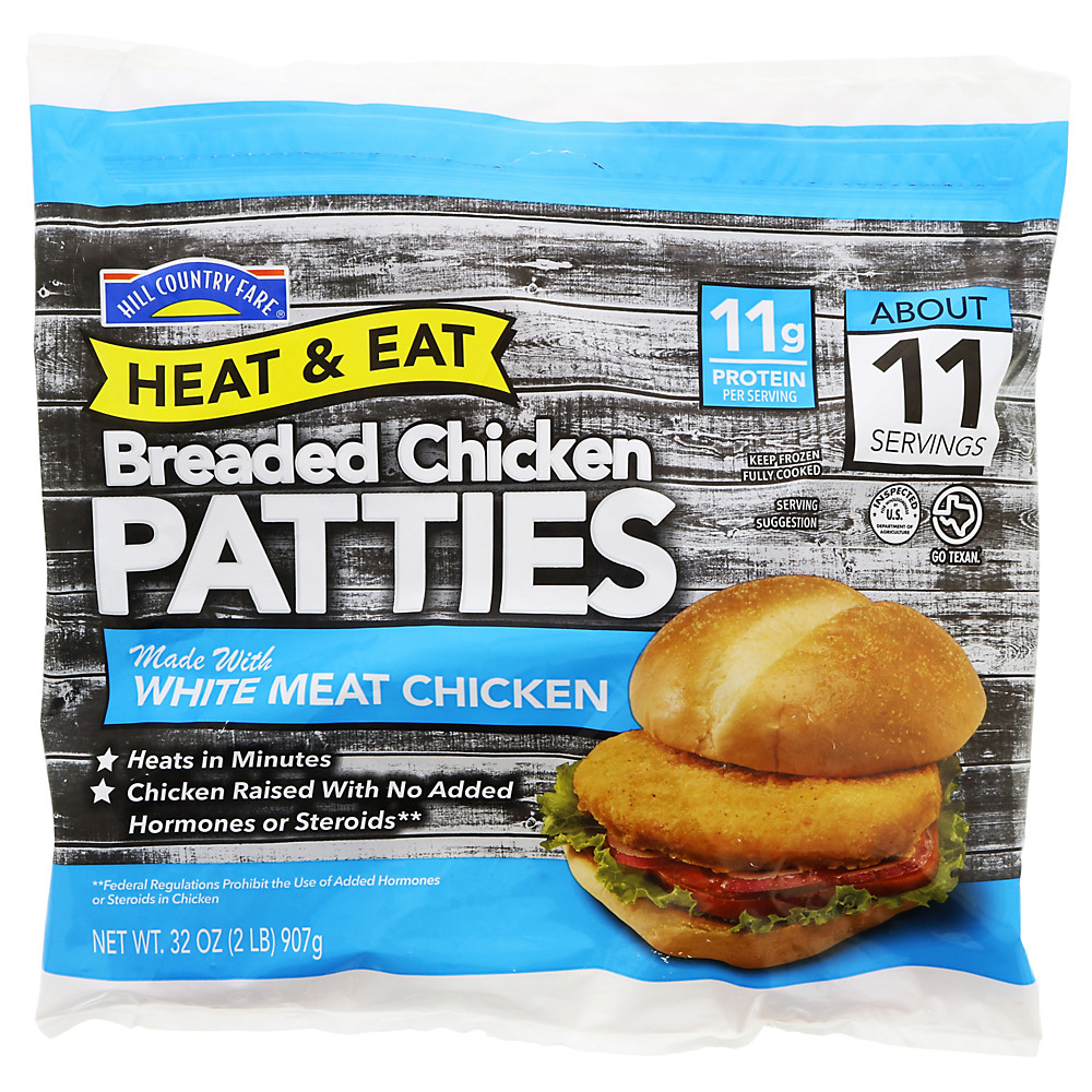 Calories in Hill Country Fare Heat & Eat Breaded Chicken Patties , 11 ct