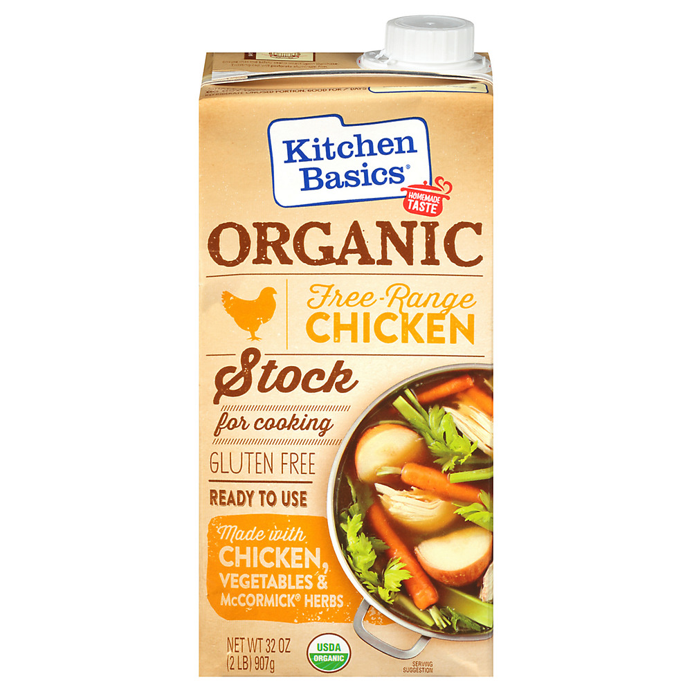 Calories in Kitchen Basics Organic Free Range Chicken Stock, 32 oz