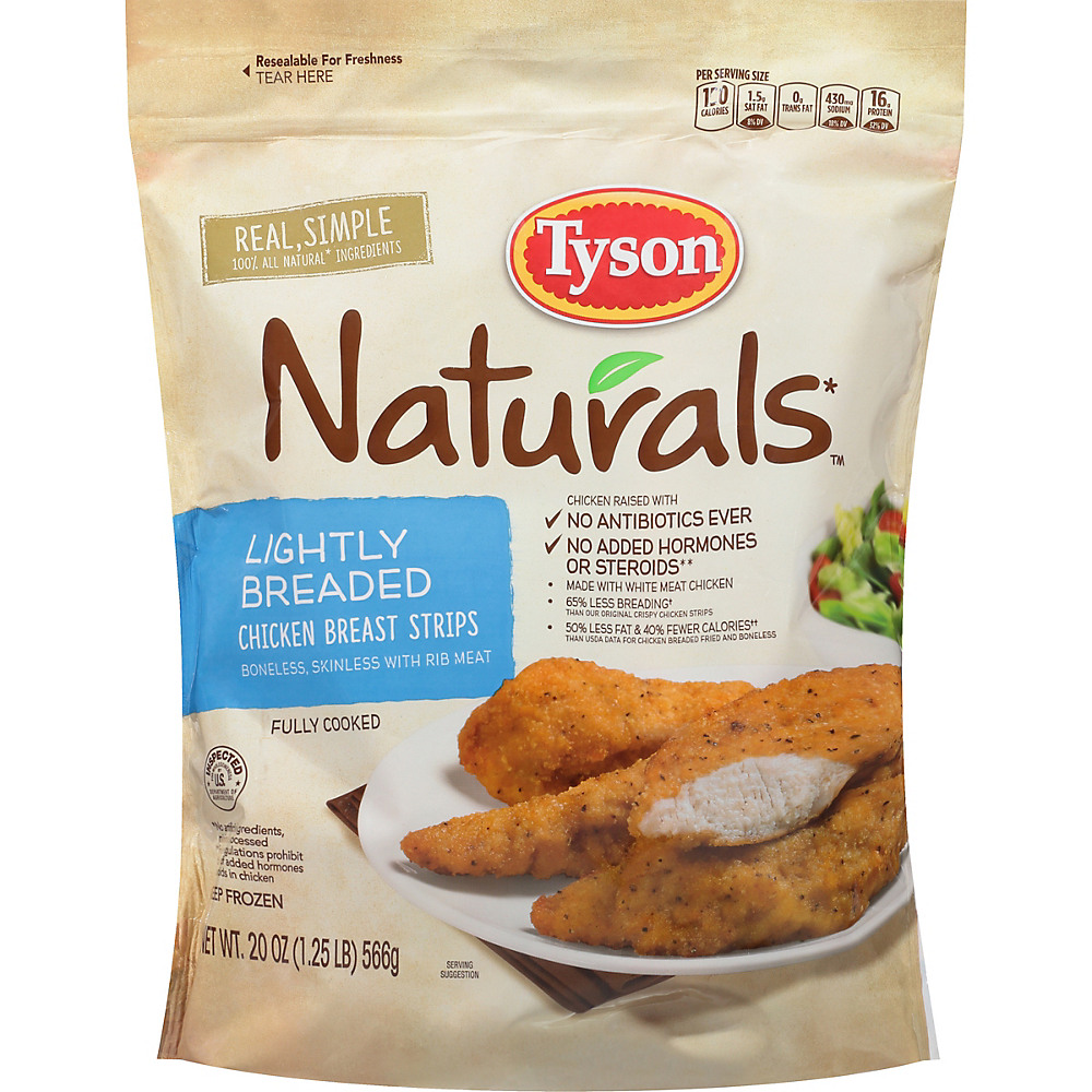 Calories in Tyson Naturals Lightly Breaded Chicken Strips, 20 oz