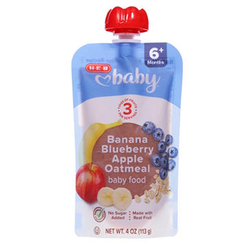 H-E-B Baby Food Pouch – Banana Blueberry Apple & Oatmeal, 4 oz