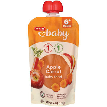 H-E-B Baby Food Pouch – Apple & Carrot, 4 oz
