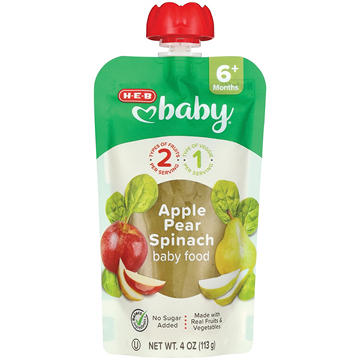 H-E-B Baby Food Pouch – Apple Pear & Spinach, 4 oz