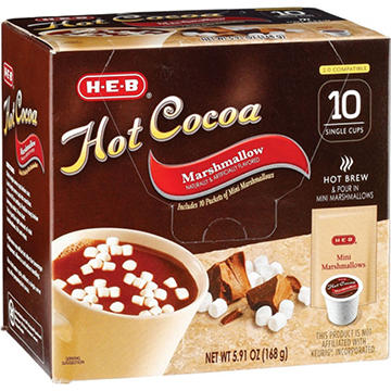 H-E-B Hot Cocoa with Marshmallows Single Serve Cups, 10 ct